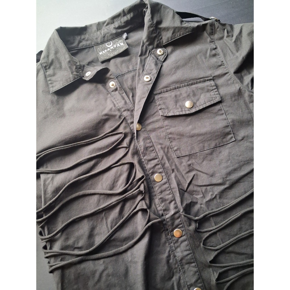 Killstar Skeleton Button Up Men's XL Black Straps Goth Grunge Y2k Vintage Rock